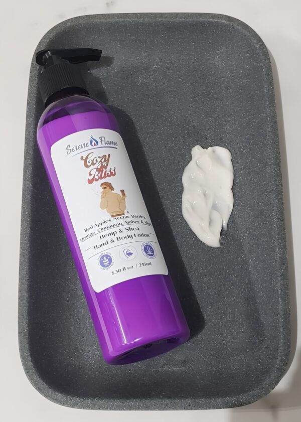 Cozy Bliss Hemp Shea Lotion on Dish