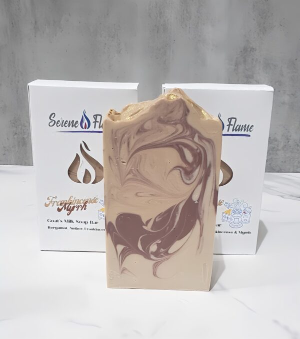 Frankincense Myrrh Goat's Milk Soap Bar Open