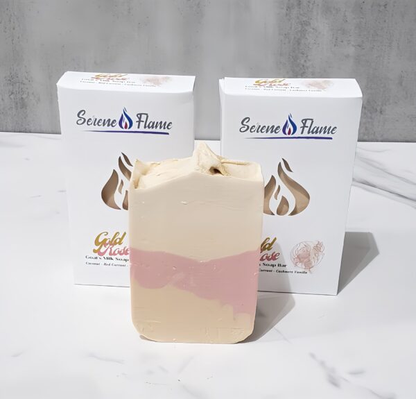 Gold Rose Goat's Milk Soap Bar Open