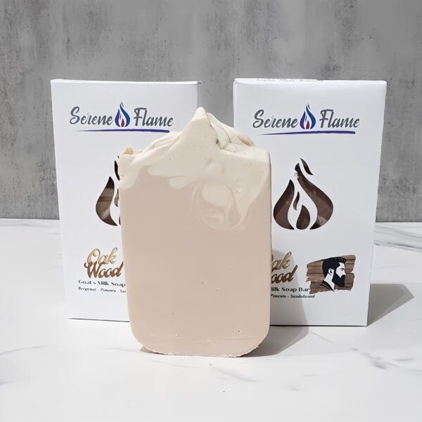 Oak Wood Goat's Milk Soap Bar Open