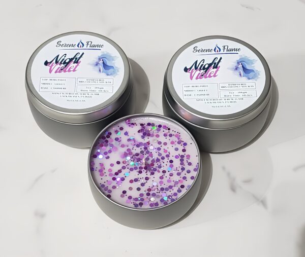 Night Violet Coconut Soy Candle Open